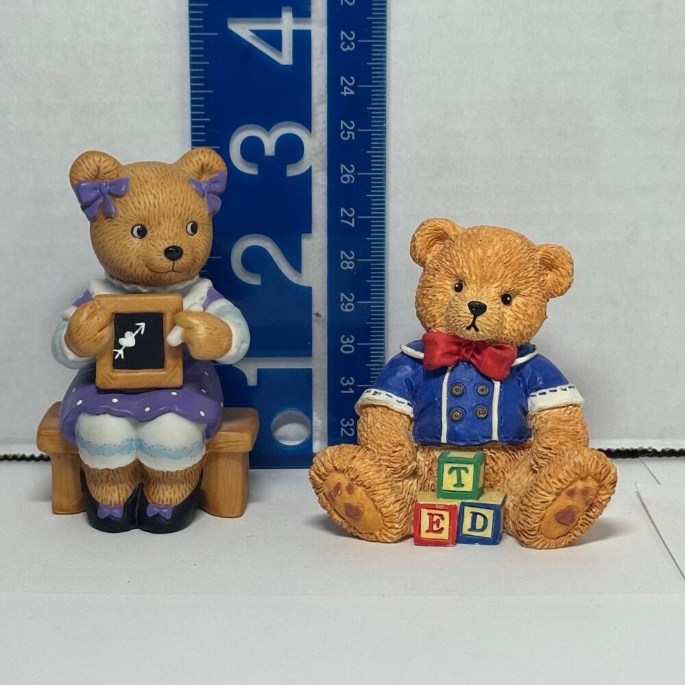 Vintage Bronson Collectibles 90s School Bear Figurines Lot of 2 BC Rare